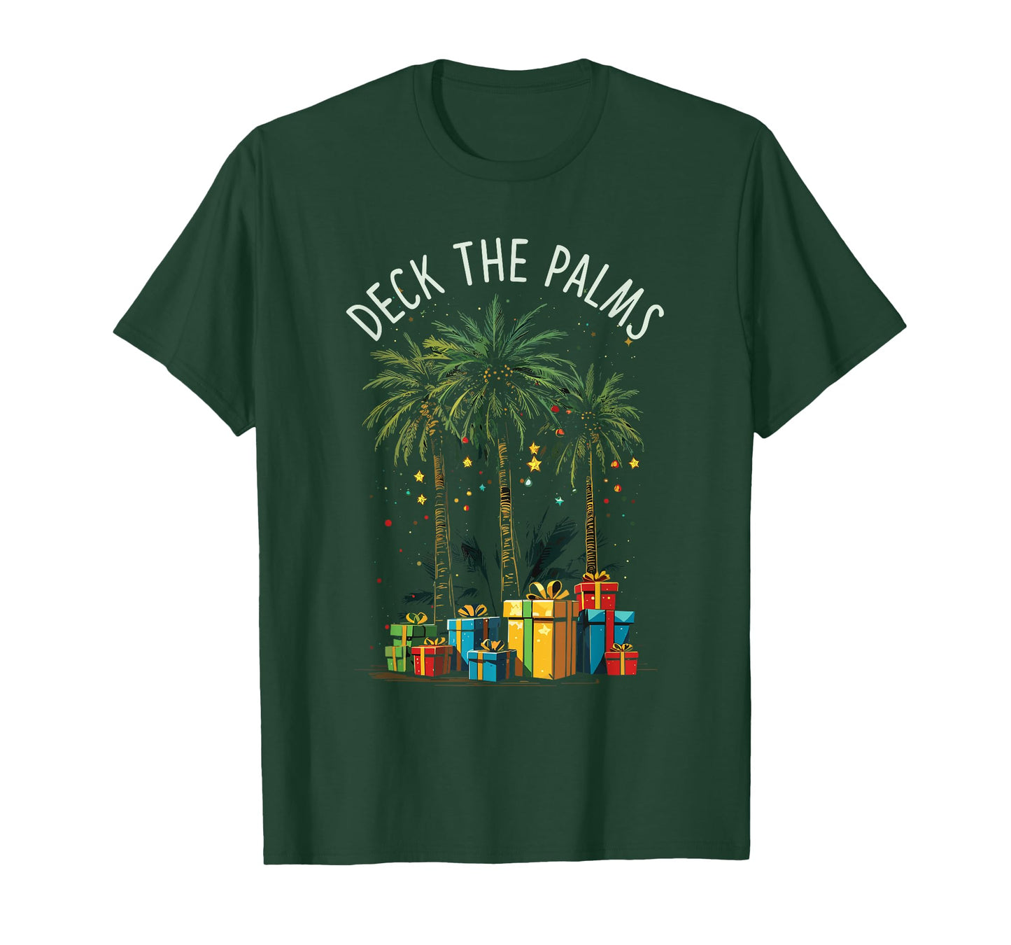 Deck The Palms Tropical Tropical Christmas Palm Tree Lights T-Shirt