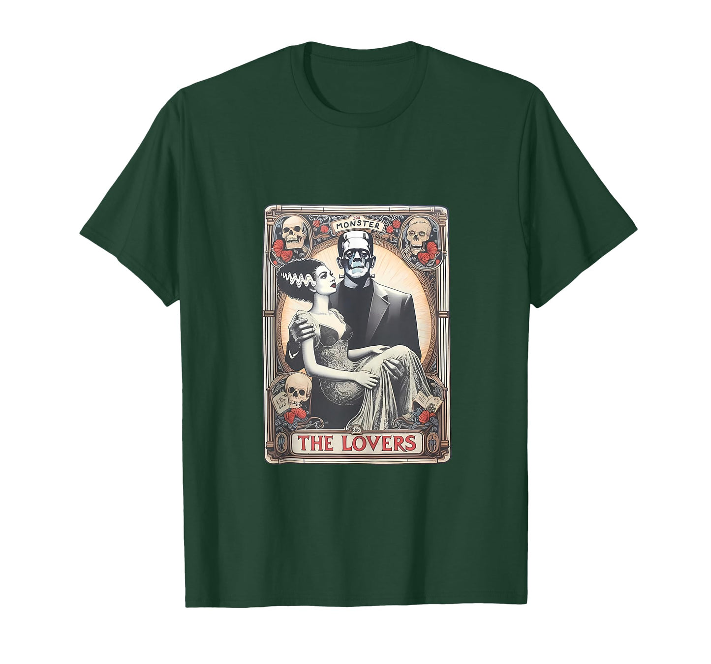 Retro Halloween Frankenstein Lovers Tarot Card Halloween Tank Top