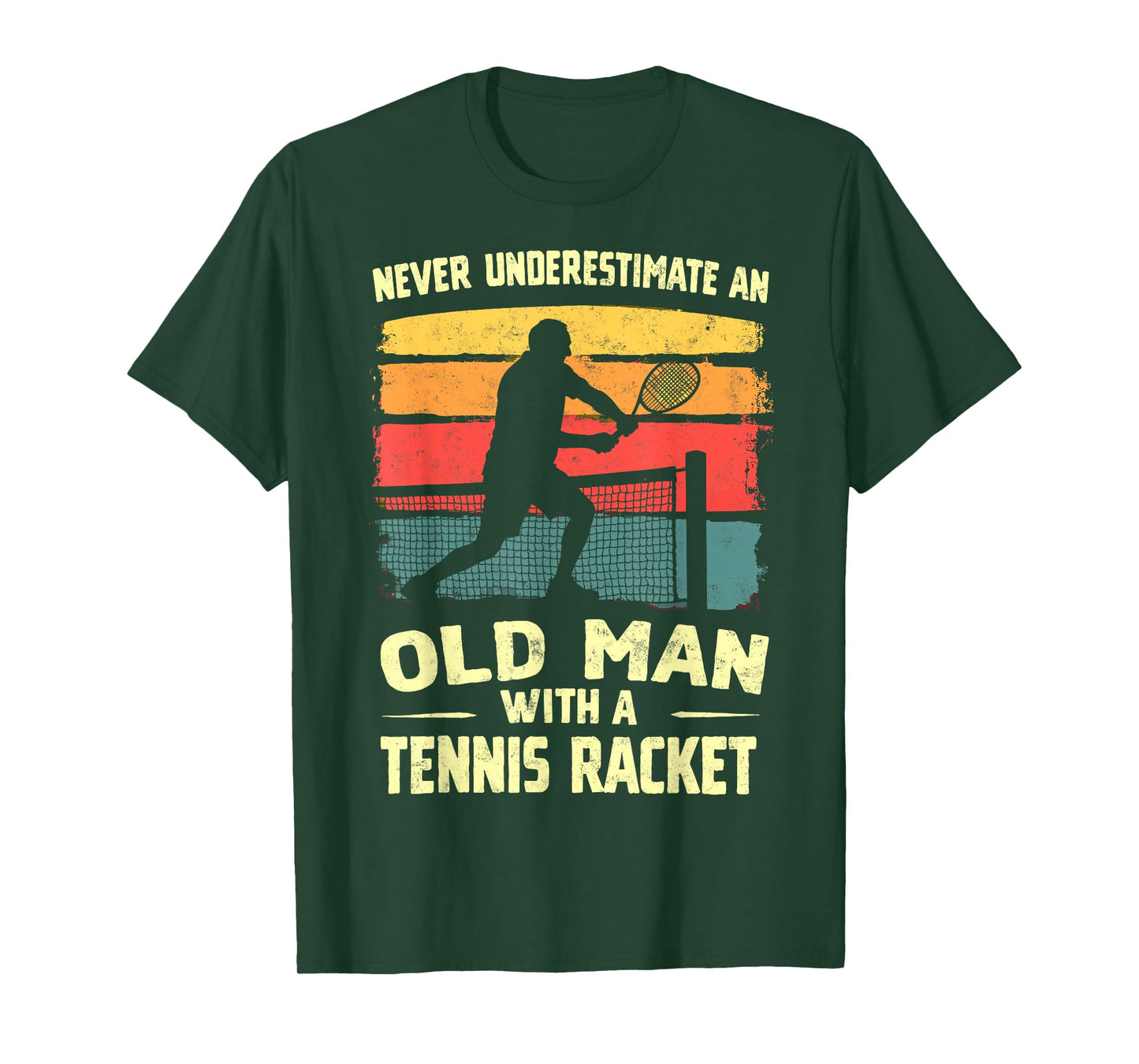 Vintage Never Underestimate an Old Man with a Tennis Racket T-Shirt