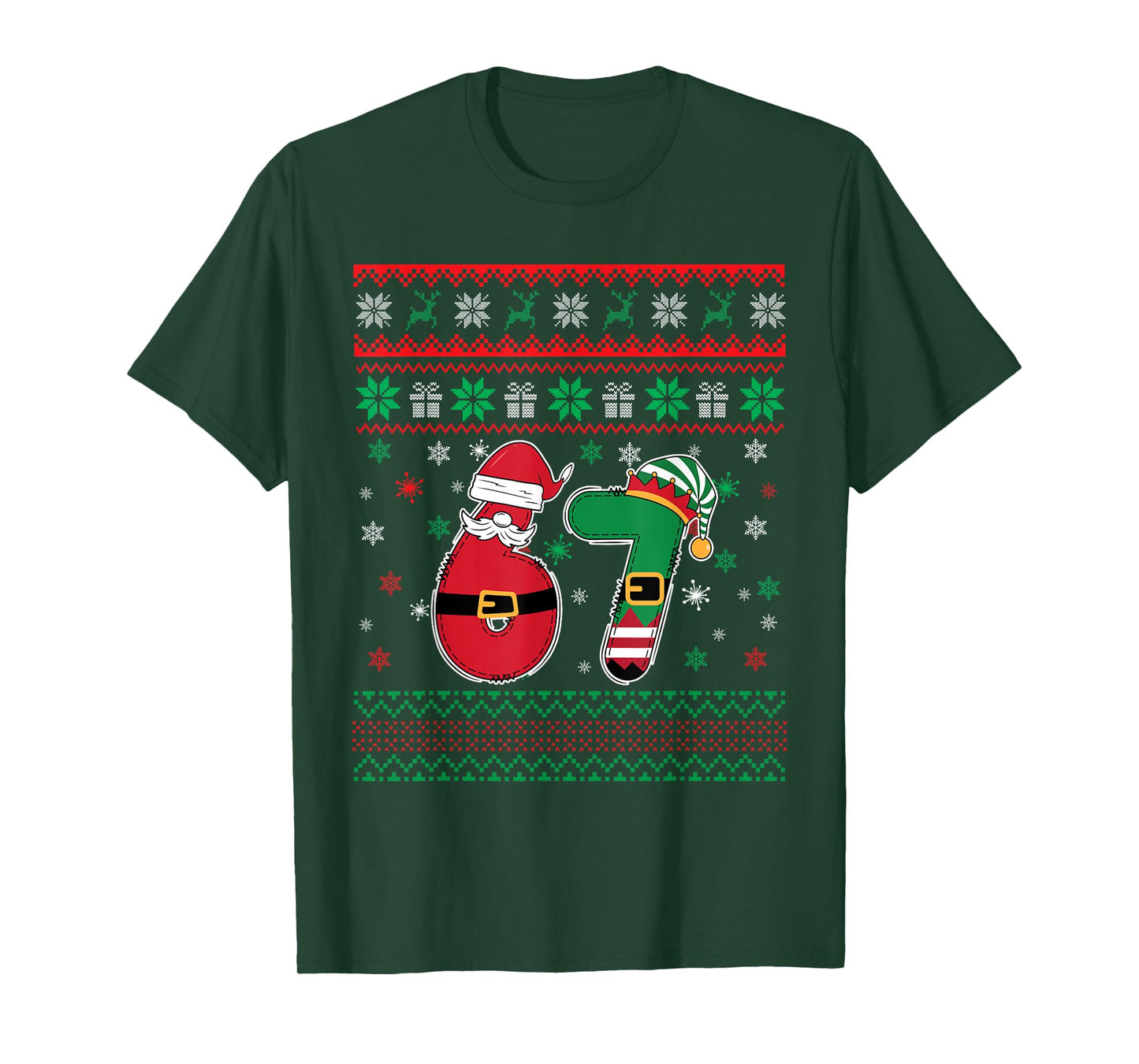 Funny 67 Six Seven Meme Couple Pajamas Matching Christmas T-Shirt