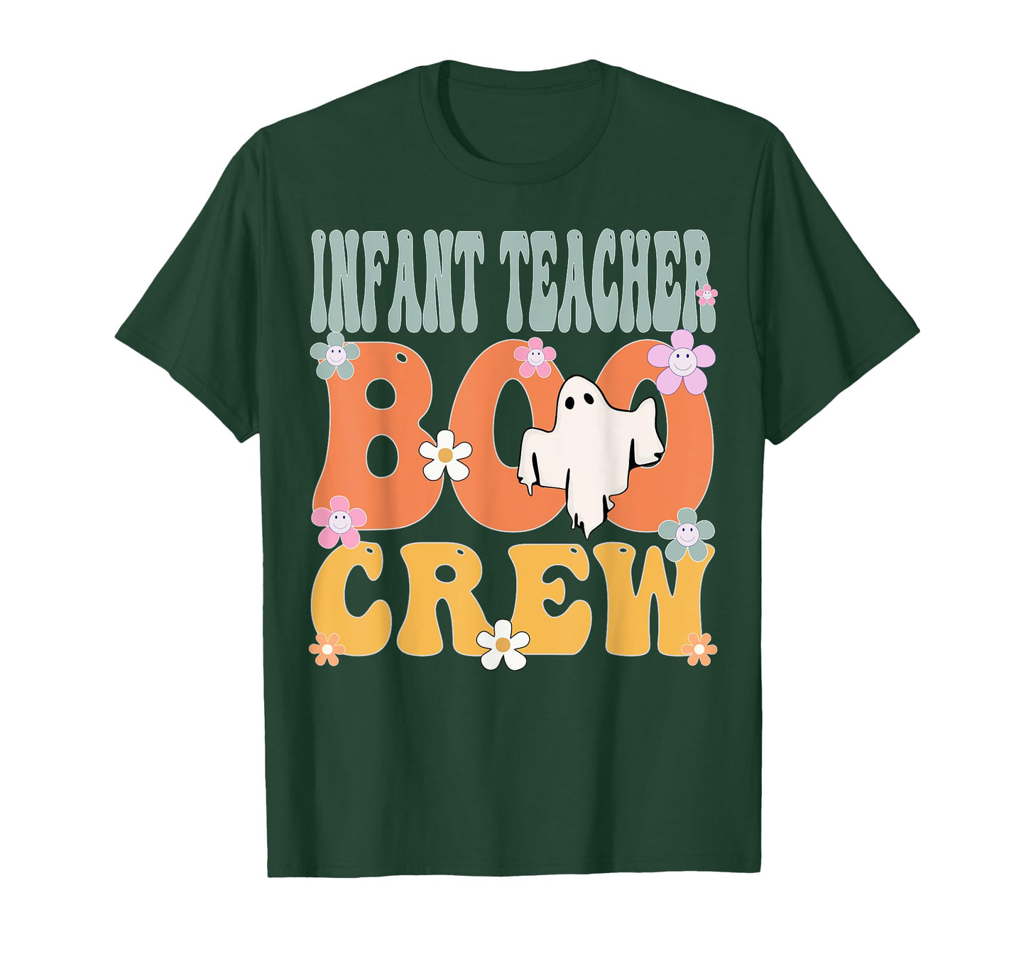 Infant Teacher Boo Crew Ghost Groovy Halloween For Women T-Shirt
