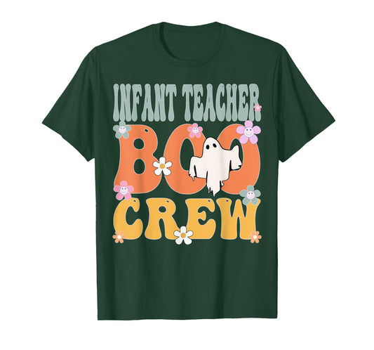 Infant Teacher Boo Crew Ghost Groovy Halloween For Women T-Shirt