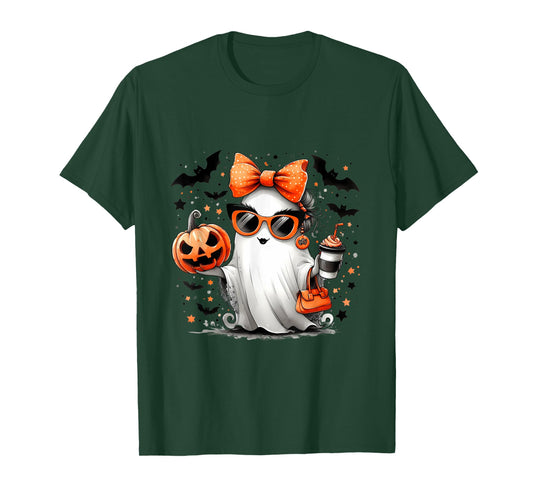 Cute Ghost Halloween Diva Cartoon Sunglasses Handbag T-Shirt