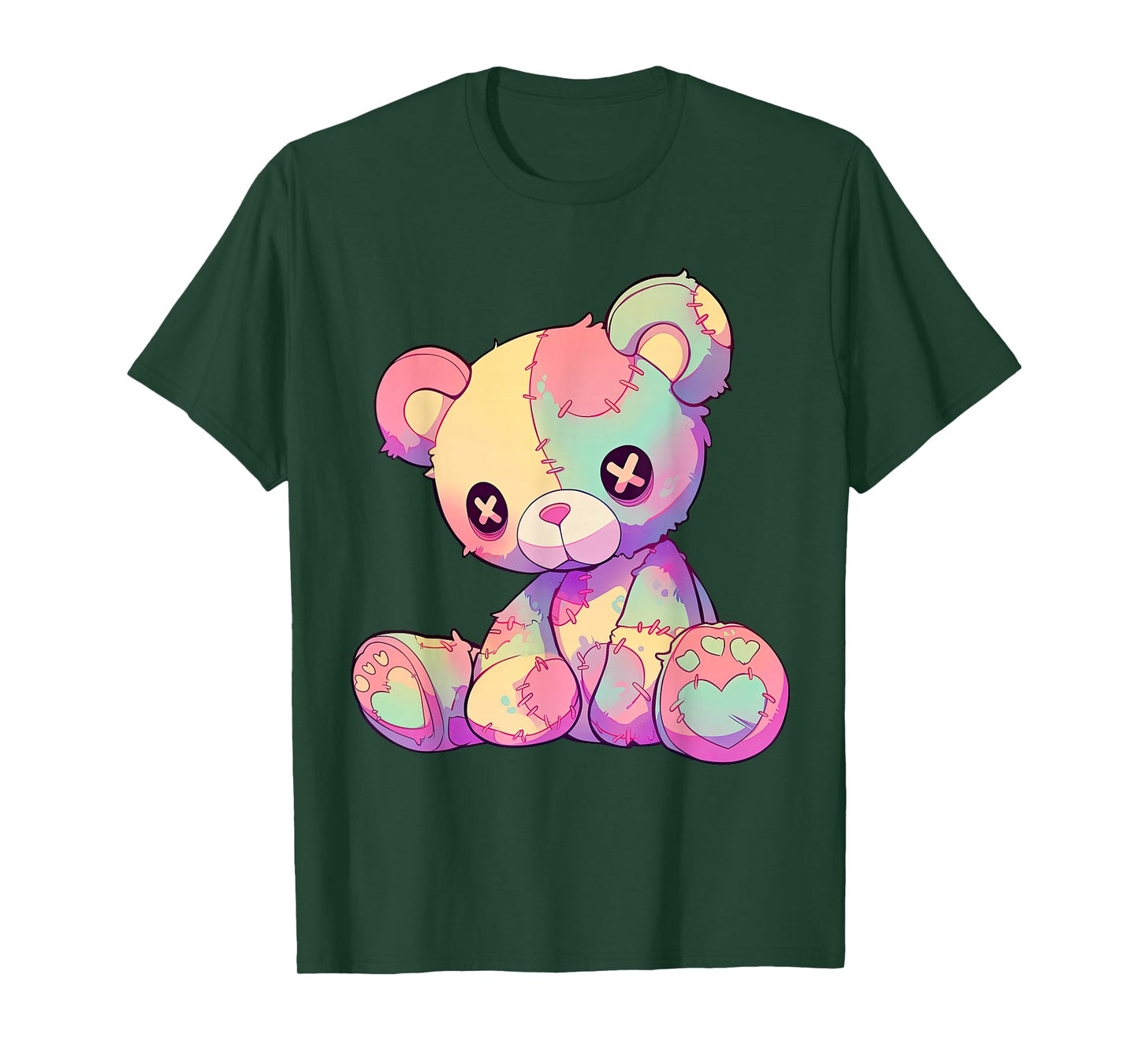 Kawaii Pastel Goth Creepy Cute Witchy Patchwork Teddy Bear T-Shirt