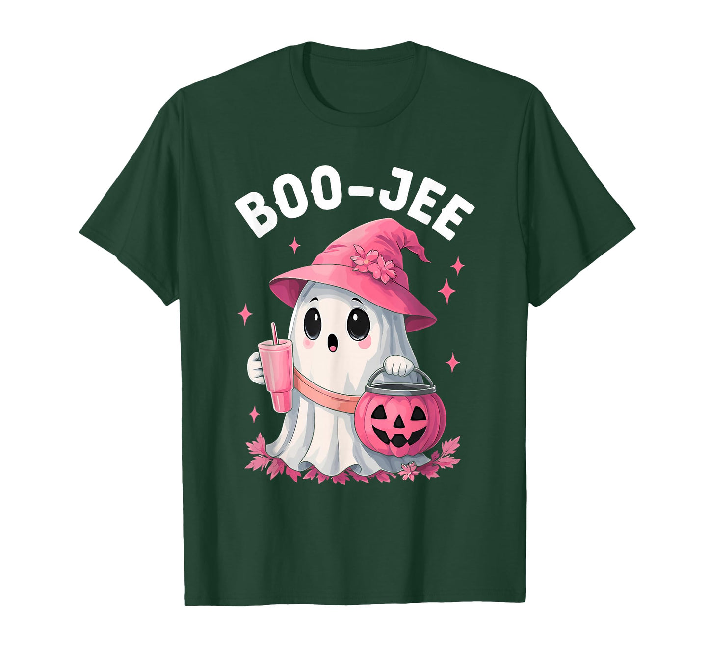Boo JEE Boujee Pink Ghost Halloween October Vibes T-Shirt