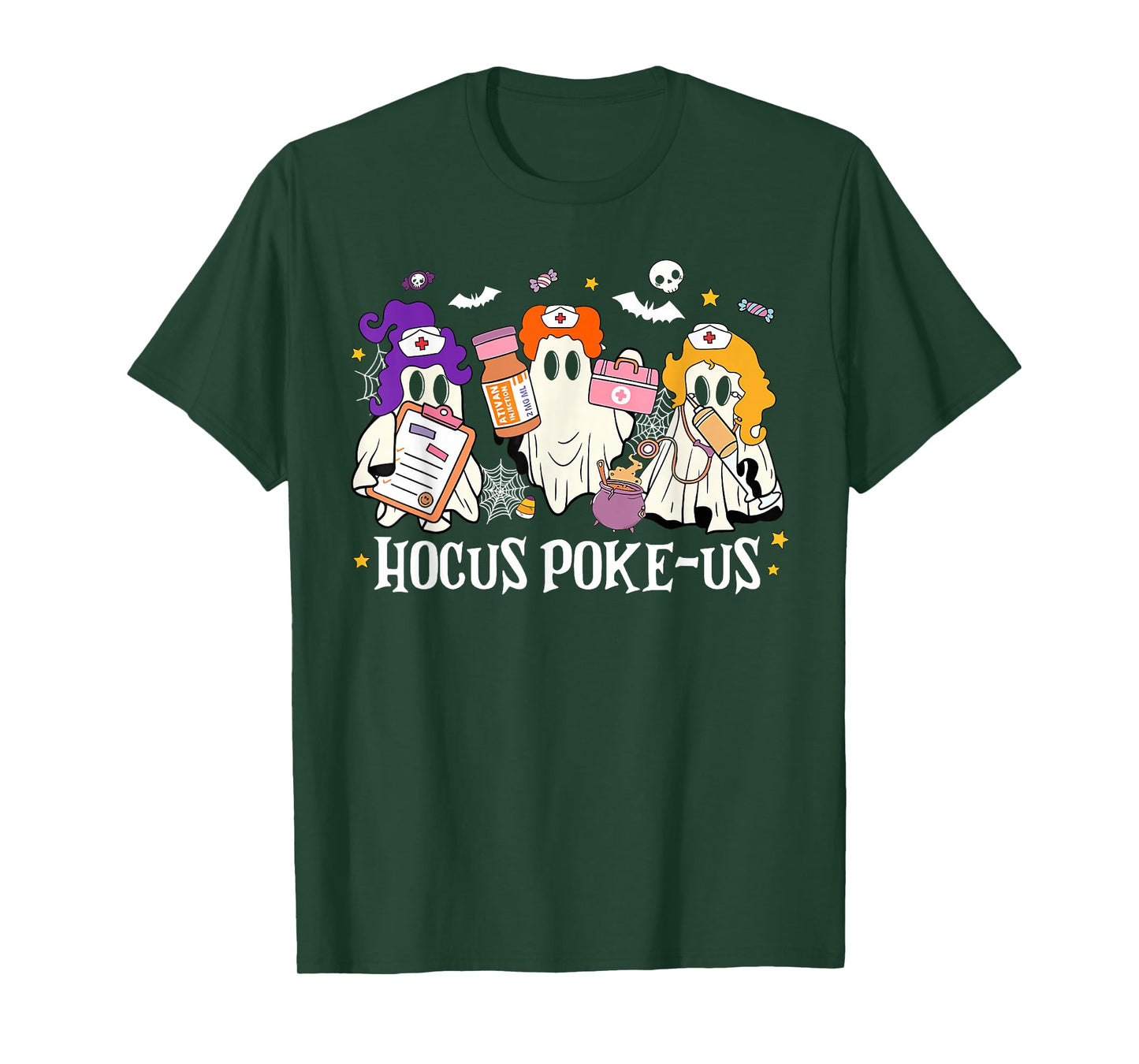 Hocus Poke-us Funny Ghost Nurse Spooky Season Halloween T-Shirt