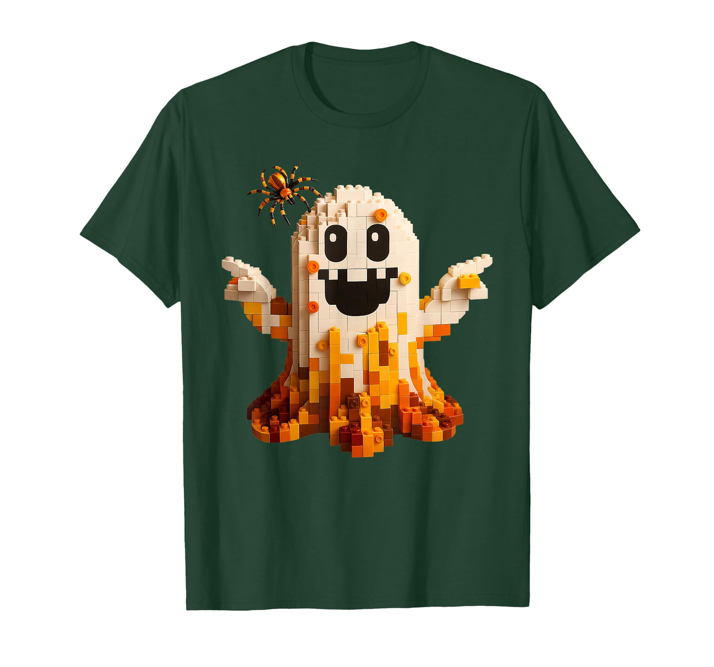Ghost Building Blocks Bricks Halloween Master Builder Kids T-Shirt
