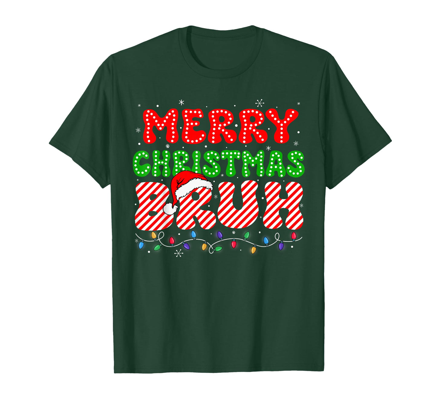 Bruh Merry Christmas Candy Cane Shirts Teen Kids Funny Xmas T-Shirt