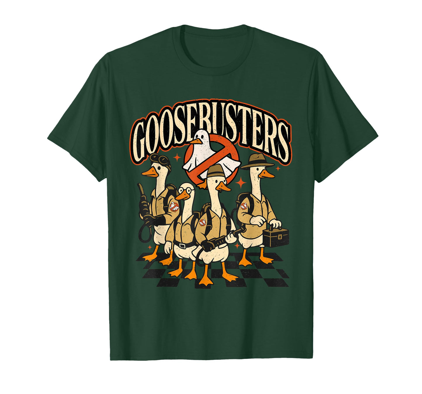 Retro Funny Silly Goosebusters Ducks Ghost Spooky Halloween T-Shirt