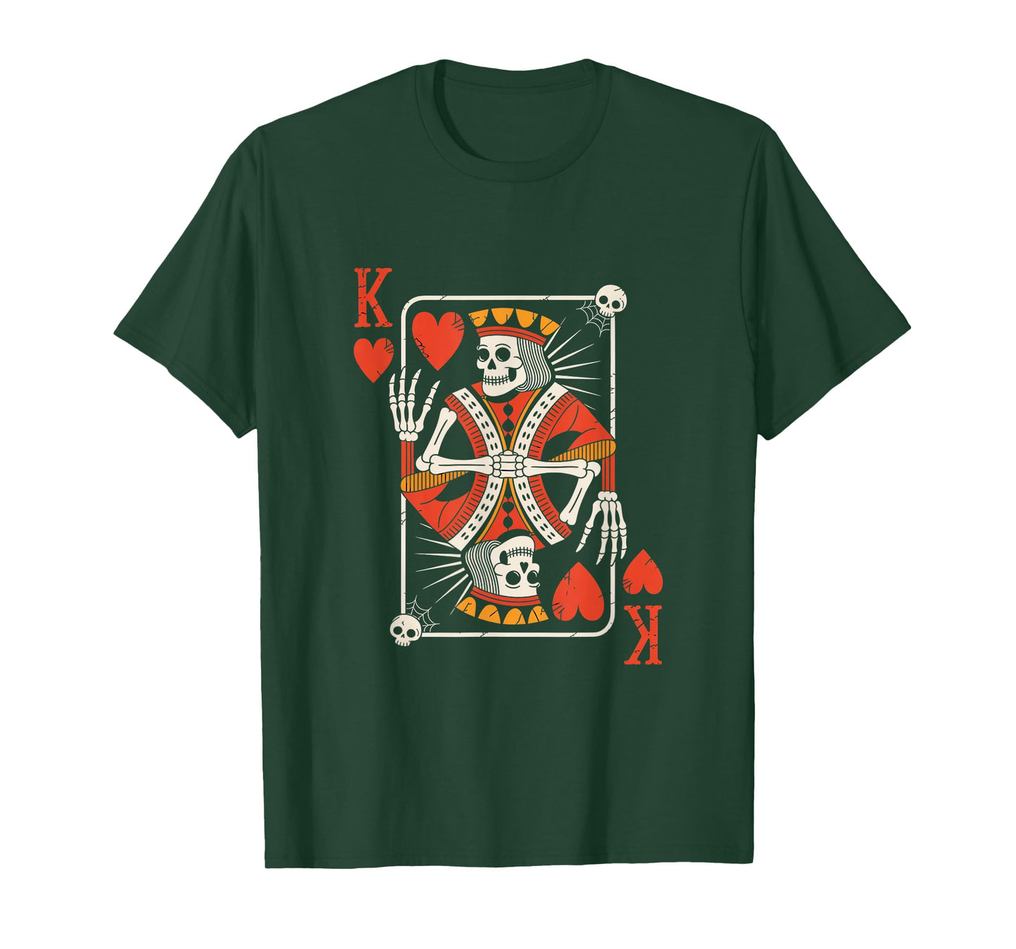 Creepy Skeleton King of Hearts Halloween Playing Card Fun T-Shirt