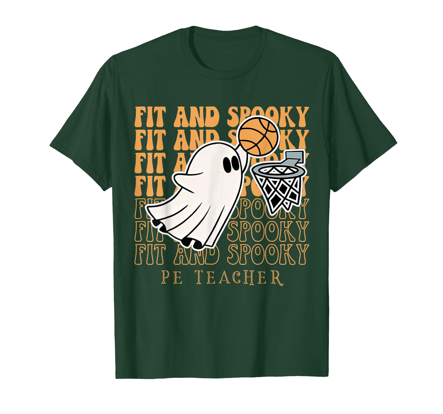 Fit & Spooky PE Teacher Fall Halloween PE Teacher Basketball Men Women T-Shirt