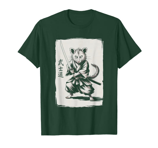 Samurai Opossum Shirt Japanese Culture Art Cool Anime Gifts T-Shirt