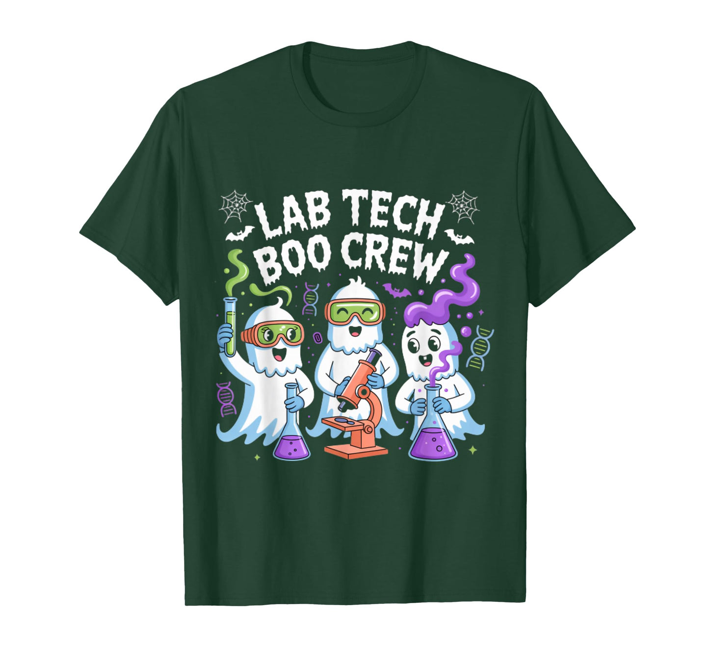 Lab Tech Boo Crew Funny Halloween Science Ghosts T-Shirt