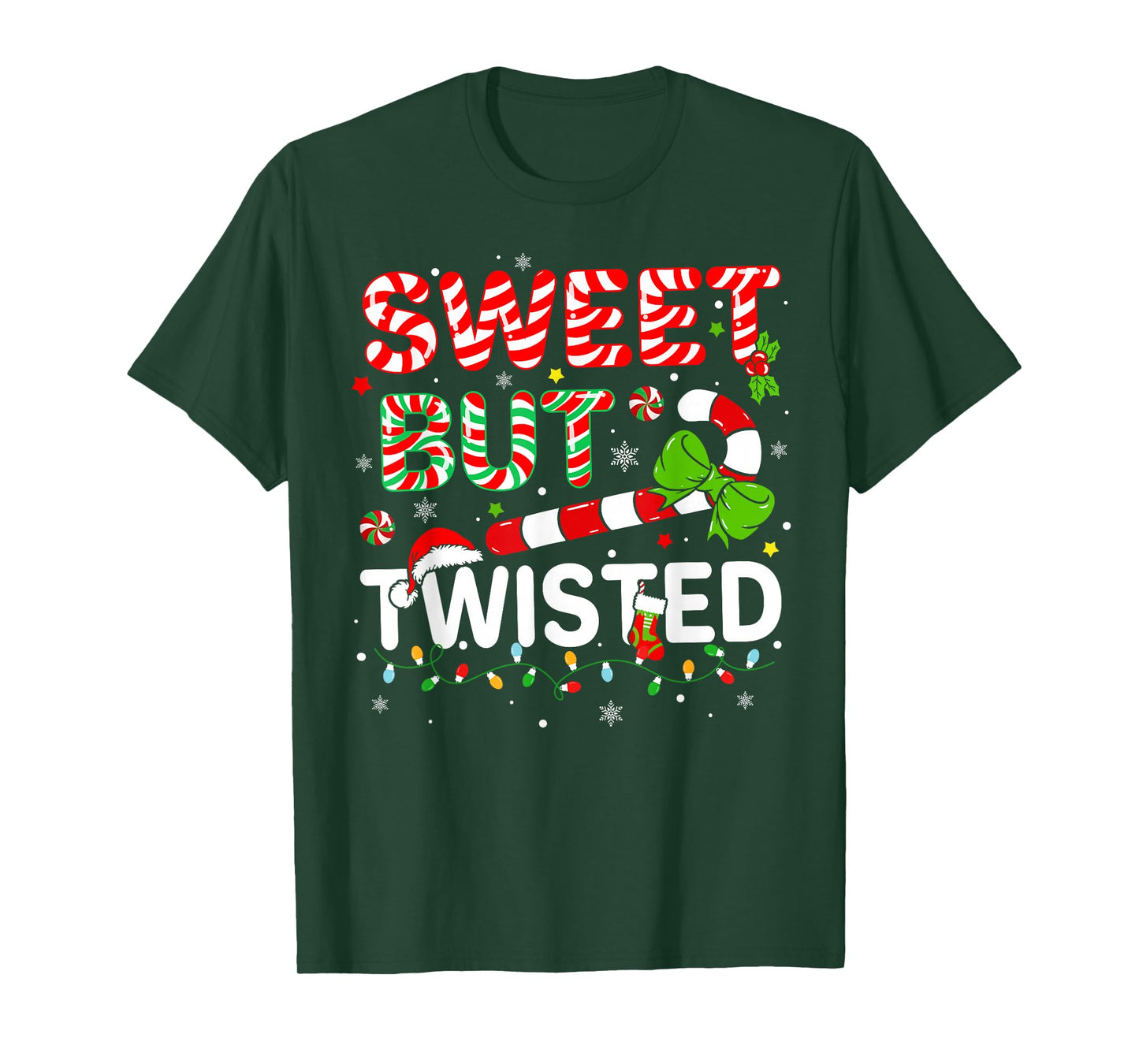 Sweet But Twisted Funny Christmas Candy Cane Xmas Holiday T-Shirt