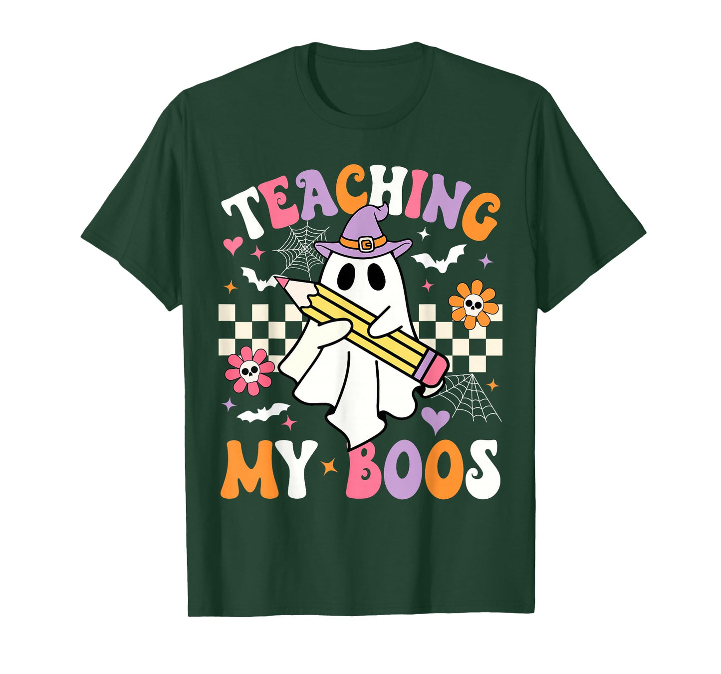 Teaching My Boos Ghost Teacher Cute Groovy Halloween Teacher T-Shirt