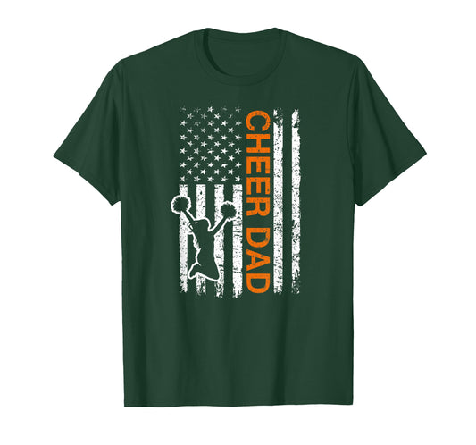Cheer Dad Flag Orange Cheerleading T-Shirt