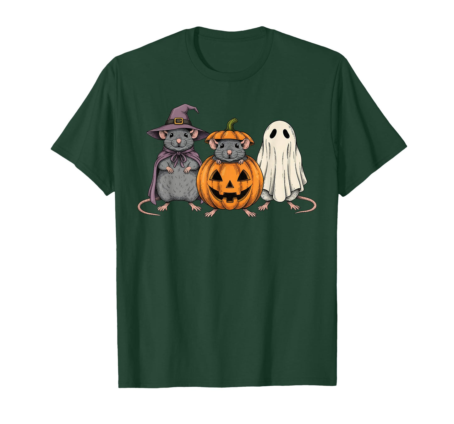 Spooky Ghost Rat Lover Pumpkin Halloween T-Shirt