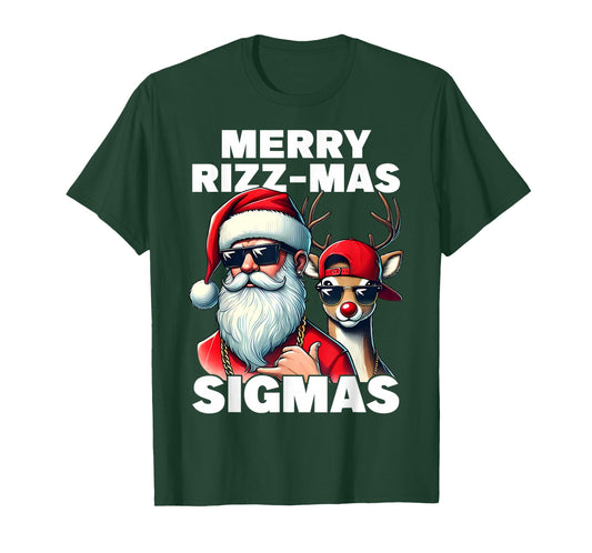 Merry Rizzmas Sigmas Gen Alpha Funny Christmas Santa Claus T-Shirt