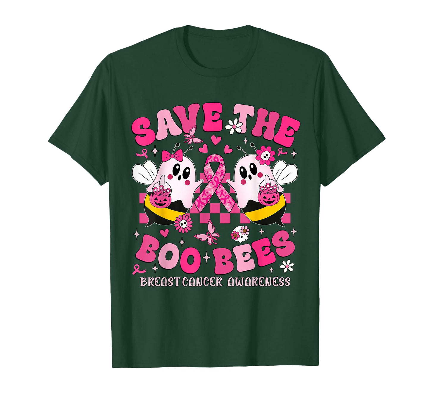Save The Boo Ghost Bees Breast Cancer Awareness Women Girls T-Shirt