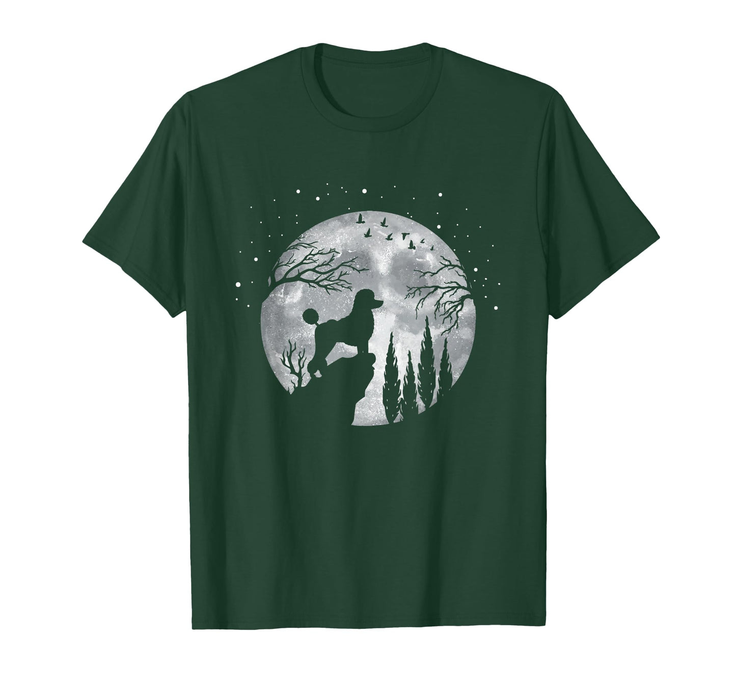 Poodle Pet Dog Fan Full Moon At Night - Poodles Poodle T-Shirt