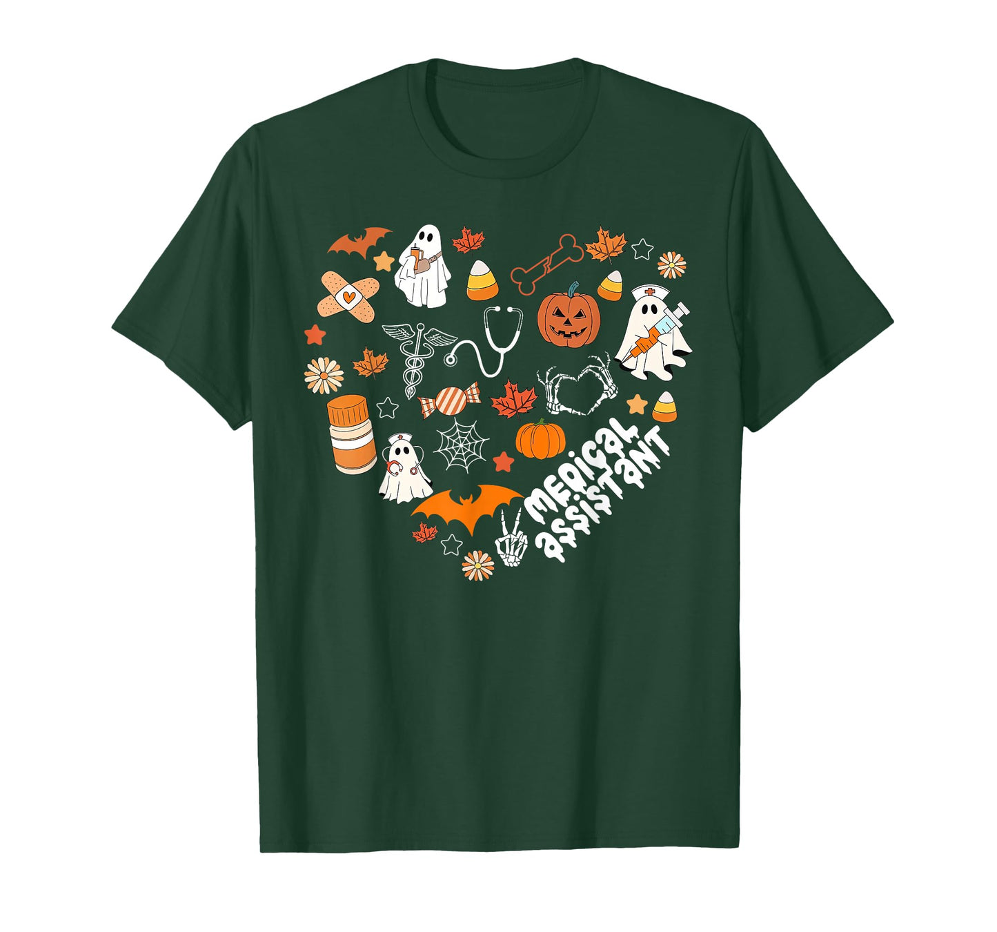 Heart Halloween Medical Assistant CMA Nursing Spooky Ghost T-Shirt