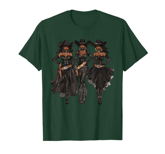 Black African American Cowgirl Western Country Texas Rodeo T-Shirt