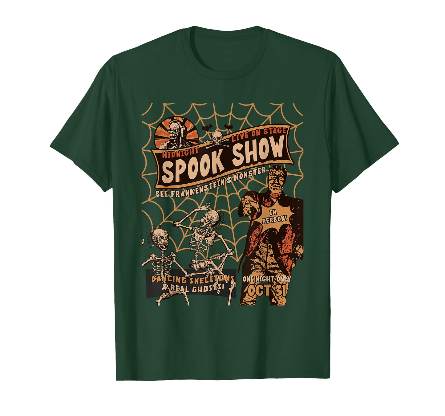 Retro Halloween Skeleton Horror Monster Midnight Spook Night T-Shirt