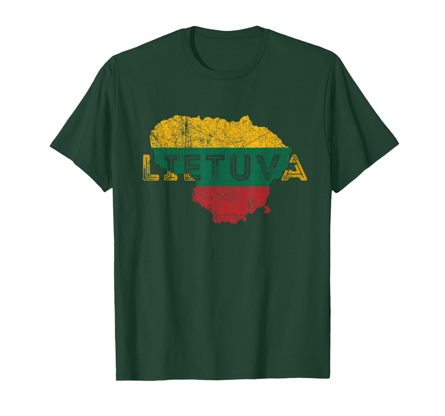 Lithuanian Map and Flag Souvenir - Distressed Lietuva T-Shirt