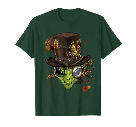 Alien Shirt Victorian Steampunk Gears UFO Ancient Alien Head T-Shirt