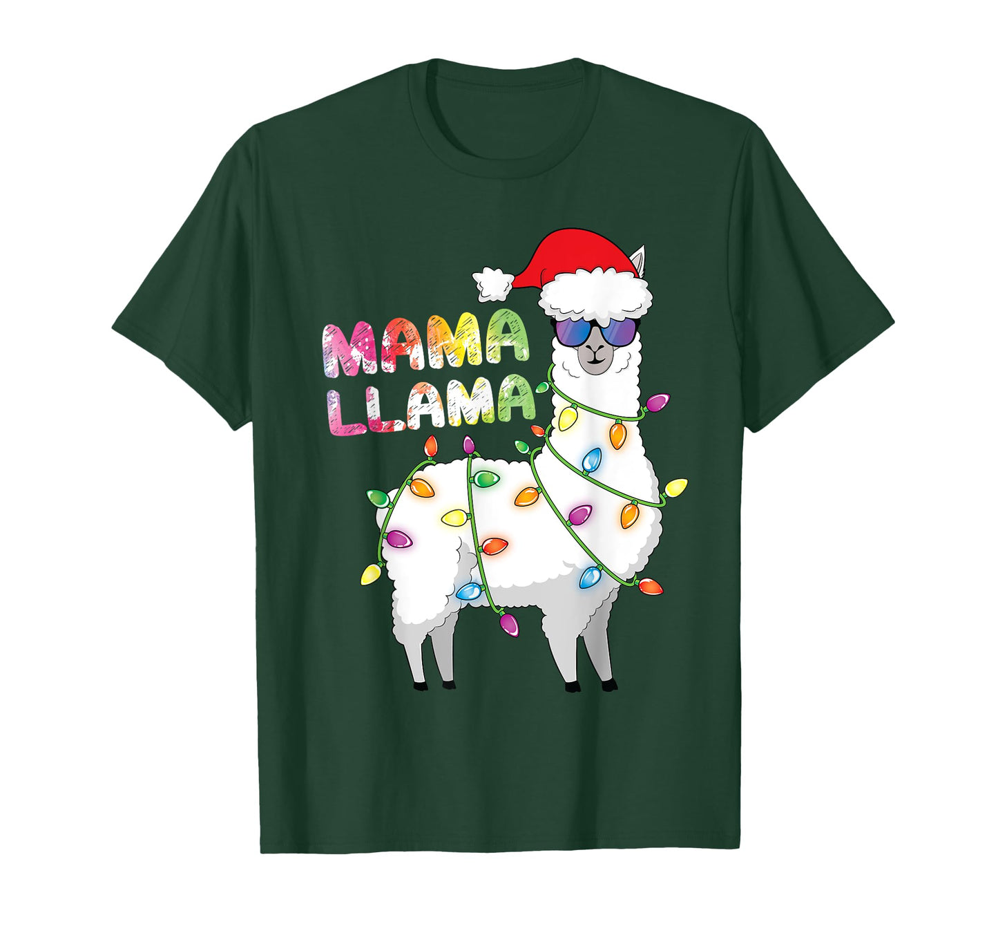 Mama Llama Women Funny Matching Christmas Llama T-Shirt