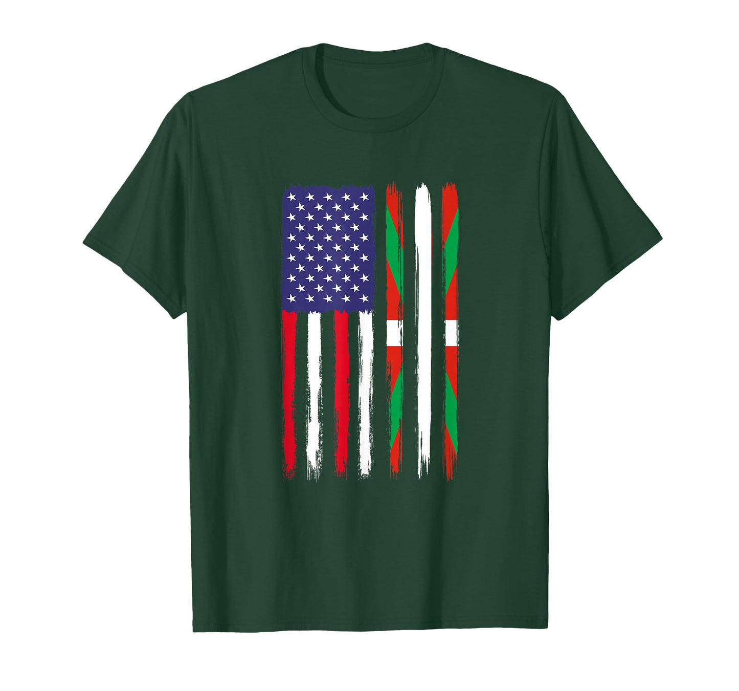 Basque Roots Half American Flag Patriotic Basque Women Girls Kids Men T-Shirt