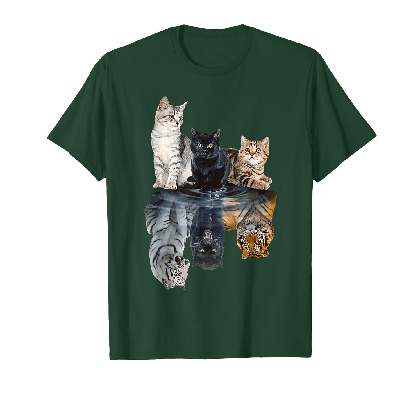 Cats Reflection Mirror Lion Cheetah Tiger Funny Cat Lover T-Shirt