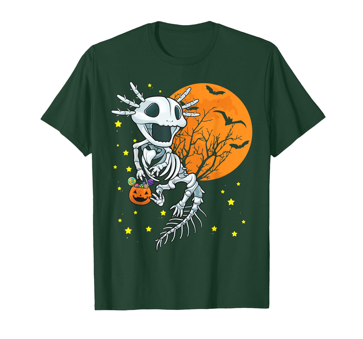 Axolotl Shirt - Axolotl Halloween Costume Skeleton Pumpkin T-Shirt
