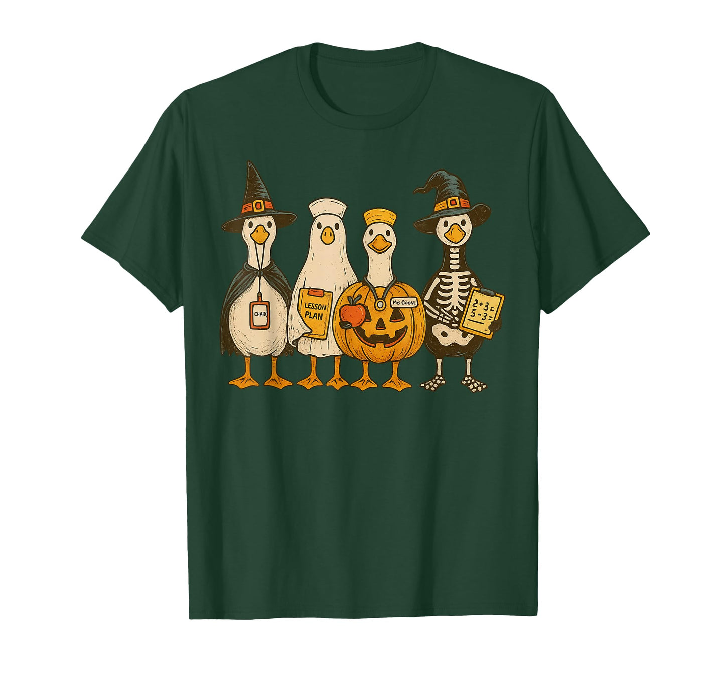 Funny Silly Goose Teacher Halloween Trick or Teach T-Shirt
