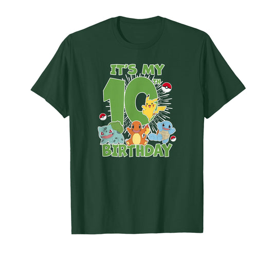 Pokémon It's My 10th Birthday Kanto Starters Celebration T-Shirt