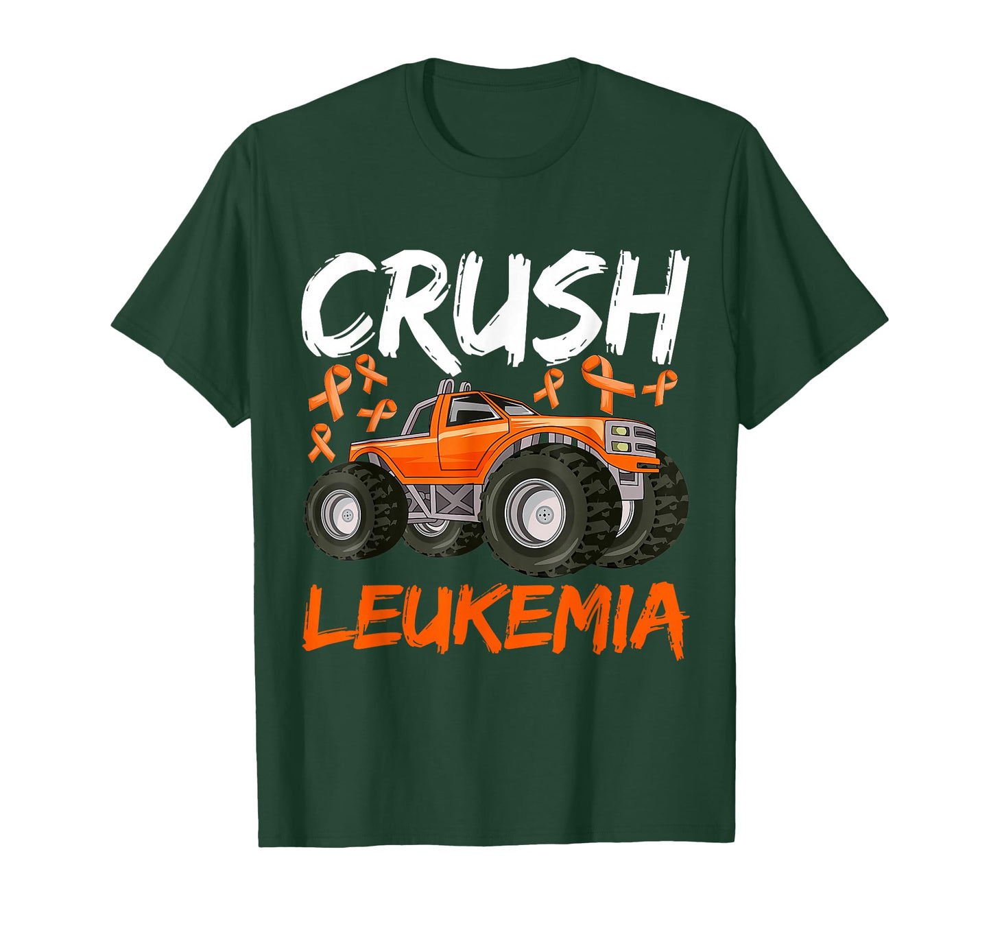 Monster Truck Orange Leukemia Awareness For Boy Kids Toddler T-Shirt