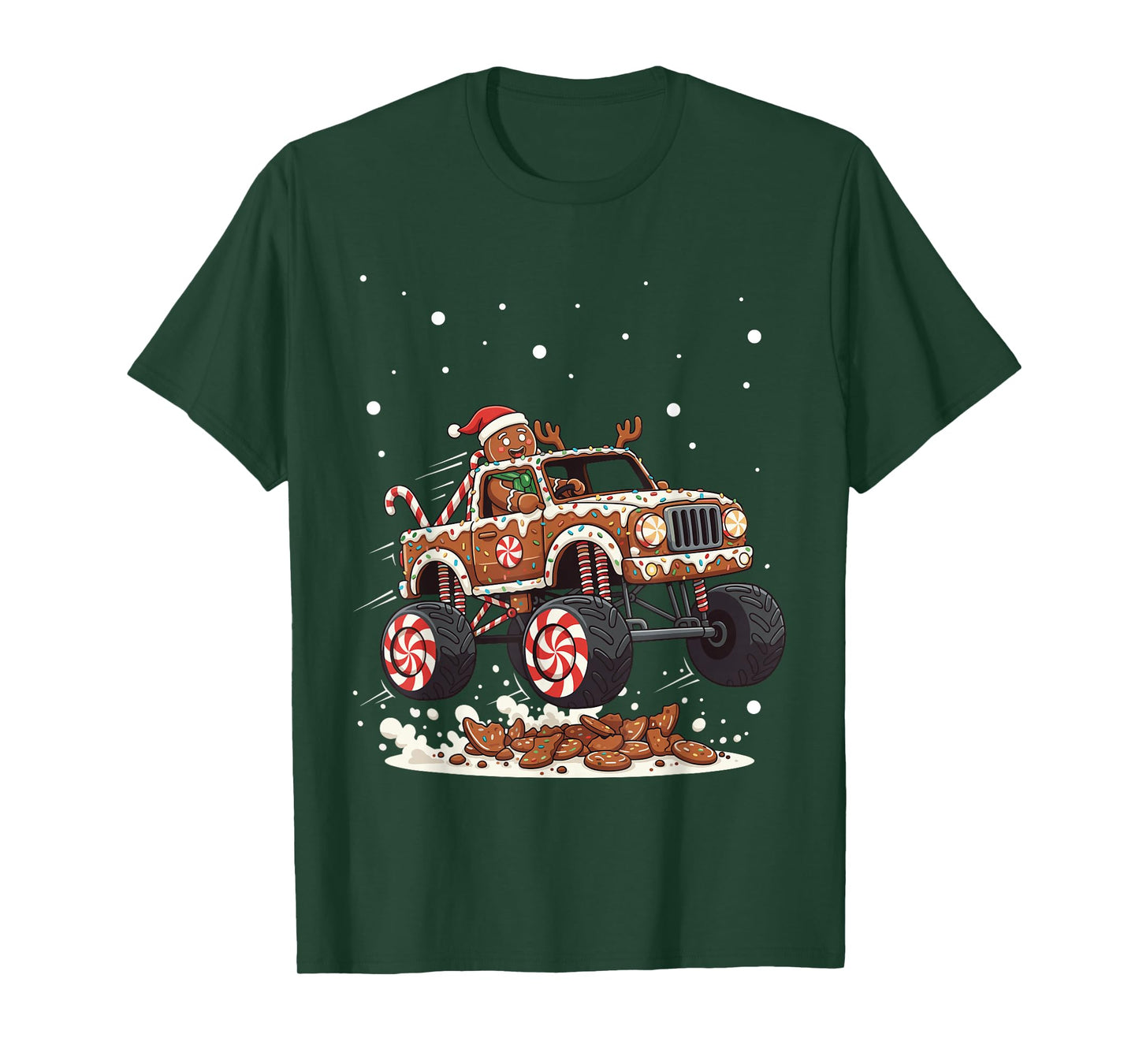 Monster Trucks Gingerbread Man Christmas Cookie Crush T-Shirt