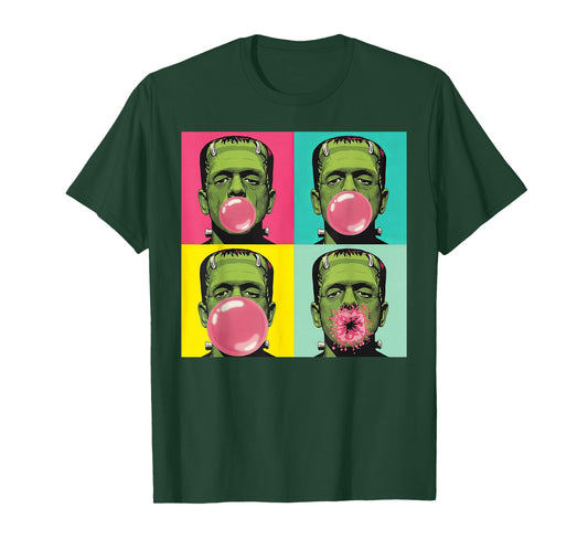 Frankenstein Monster Bubble Gum Funny Pop Art Halloween T-Shirt