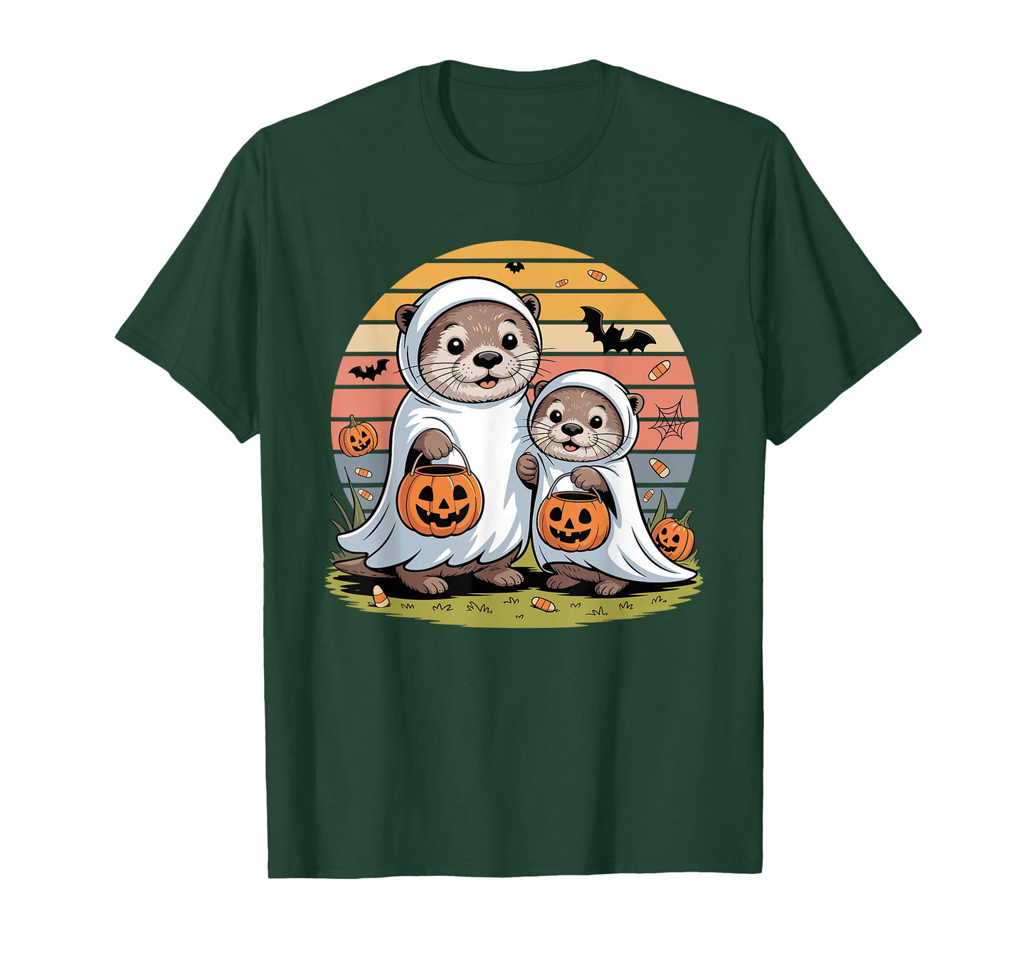 Halloween Sea Otter Ghost Pumpkin T-Shirt