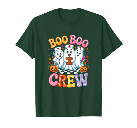 Groovy Boo Boo Crew Funny Halloween Ghost for Nurse Women T-Shirt