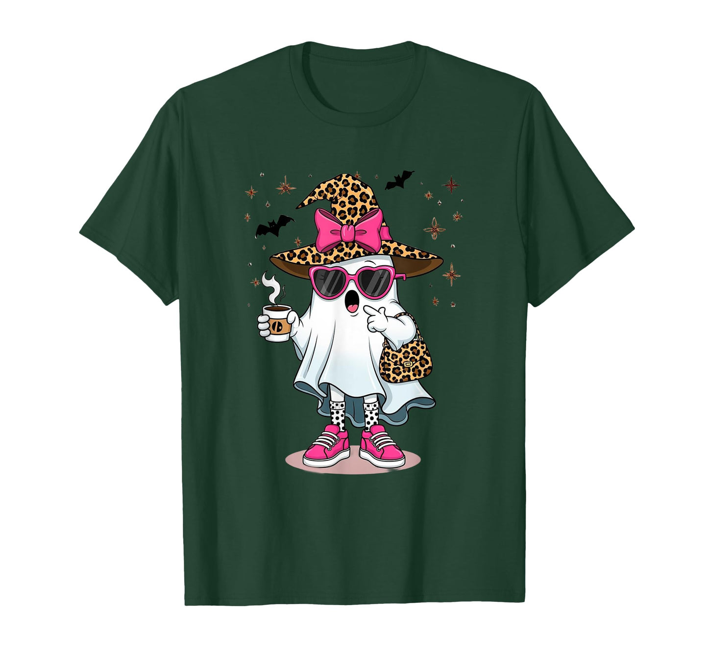 Cute Boo Leopard Ghost Halloween Costumes Shirt Women Girl T-Shirt