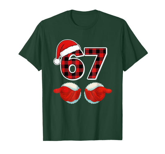 67 Meme Funny Christmas Red Plaid Xmas Pajamas Slang Kids T-Shirt