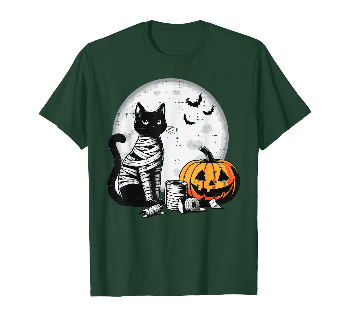 Halloween Cat Mummy Pumpkin Moon Costume Women Girls Kids T-Shirt