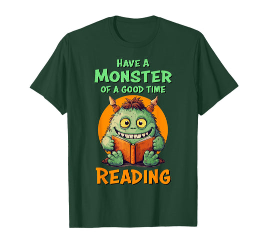 Funny Halloween Teacher Librarian Monster Reading Books Men Women Kids T-Shirt