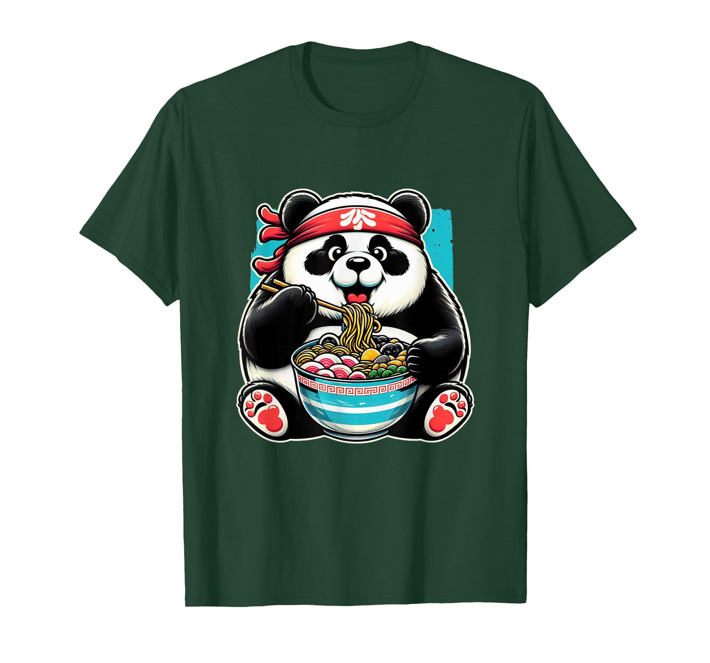 Kawaii Artwork Co Japanese Fat Panda Ramen Kawaii Neko Japanese Noodles Aesthetic Anime Panda Graphic Design Unisex-Teens & Young Adults T-Shirt - Black - Small - Short Sleeve