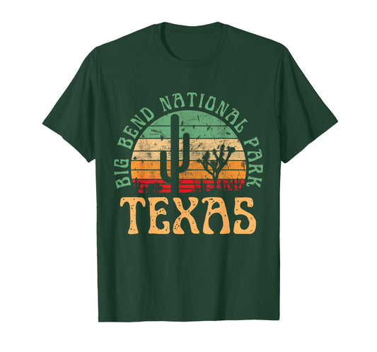 Big Bend National Park Texas Desert Hiking Retro Sunset T-Shirt