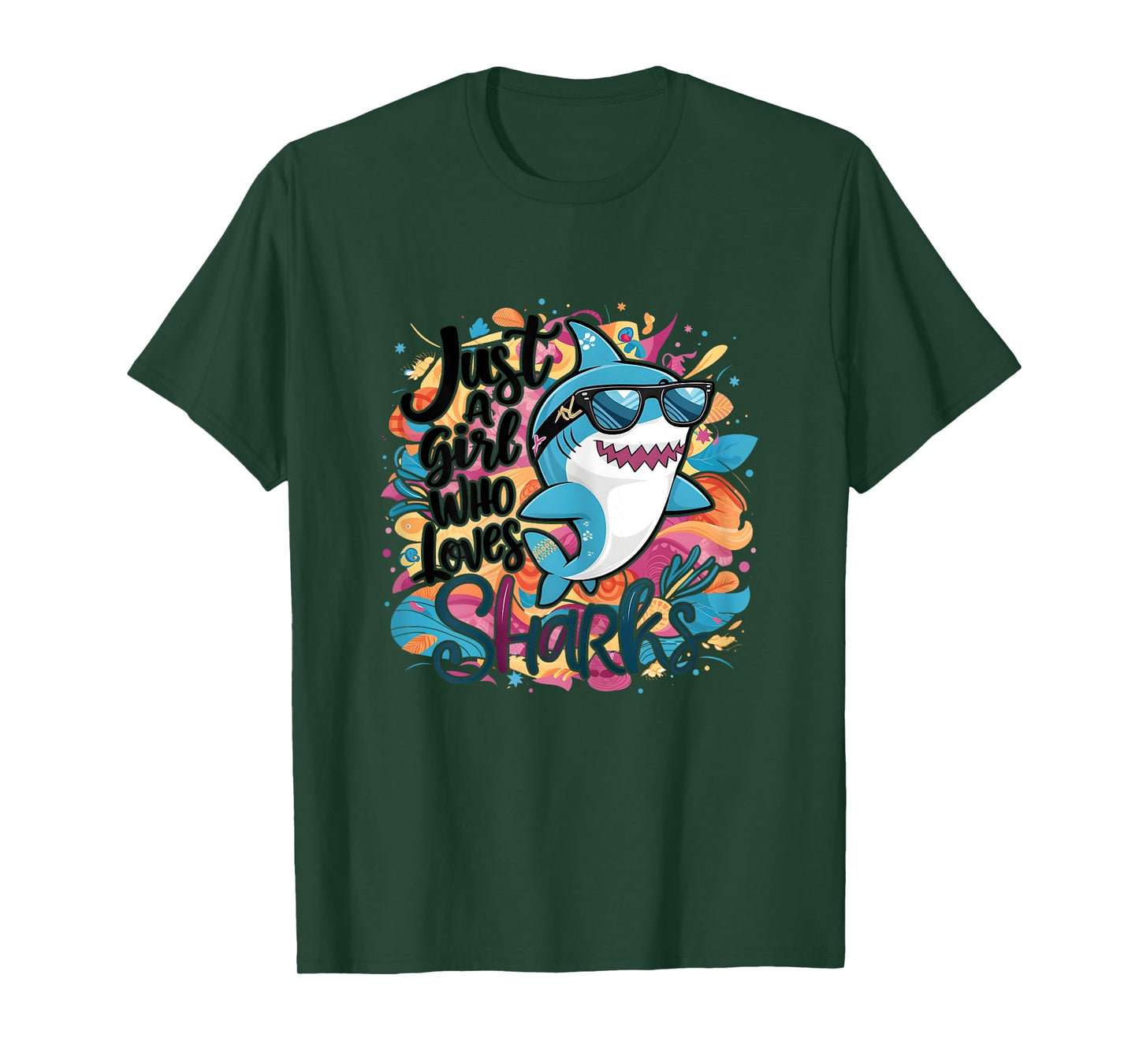 Just a Girl Who Loves Sharks Funny Shark Girl Birthday T-Shirt