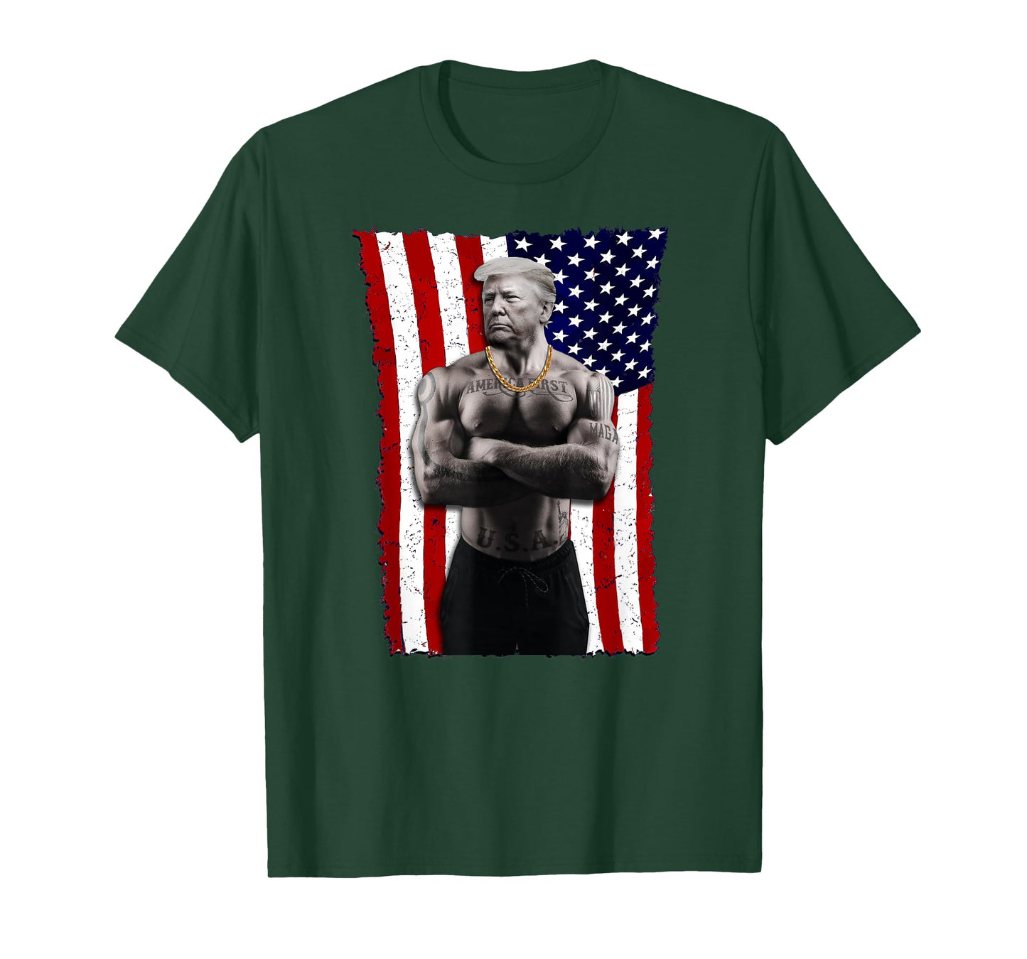 Gangster Pro Donald Trump Tattoo Republican American Flag v4 T-Shirt
