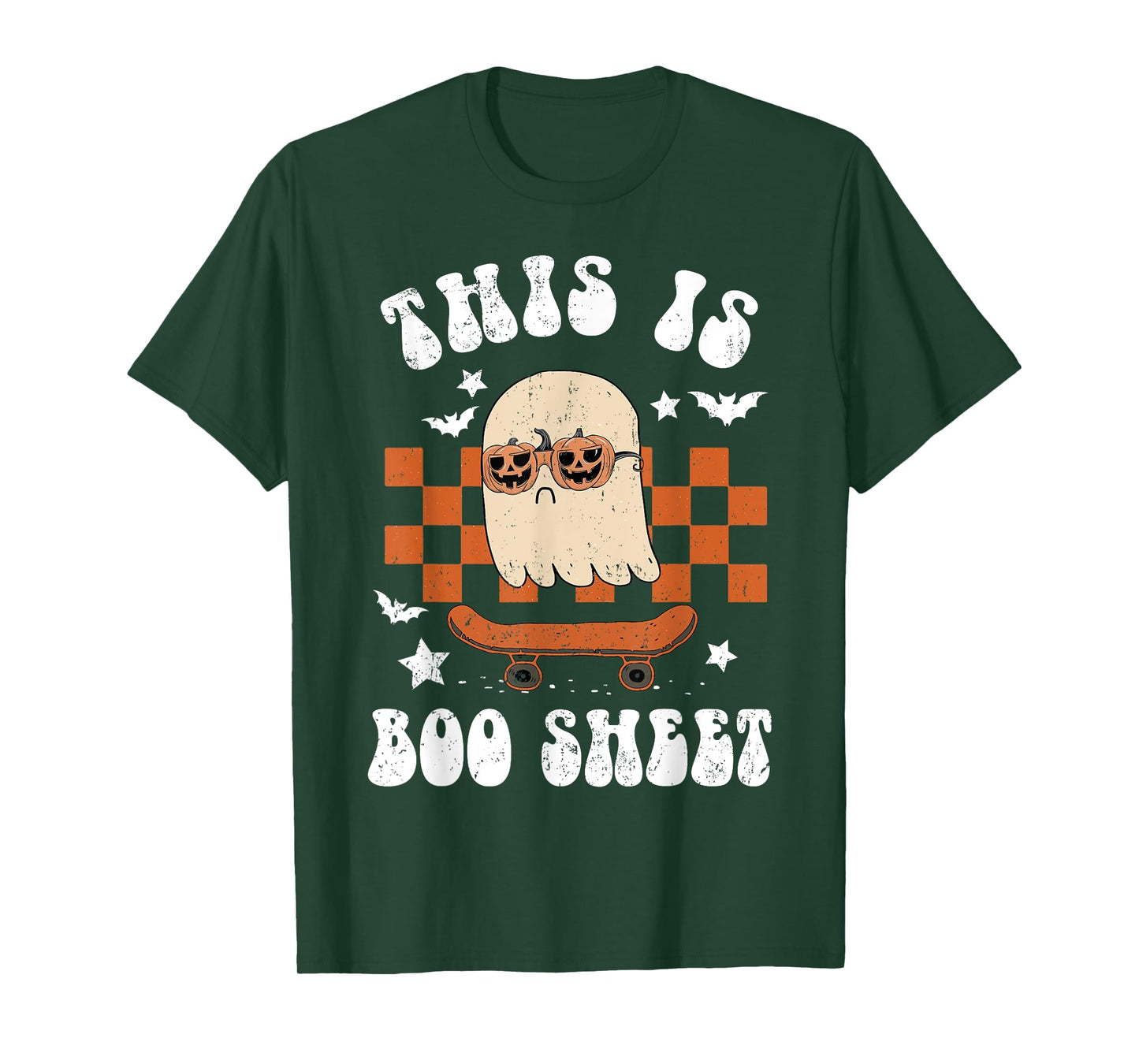 Cute Ghost Skateboarding This is Boo Sheet Halloween Costume T-Shirt