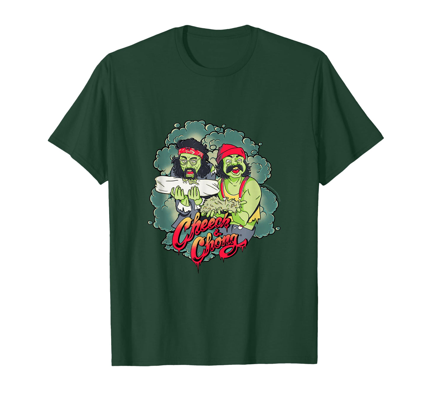 Cheech & Chong Halloween Green Zombies Feeding On Weed T-Shirt